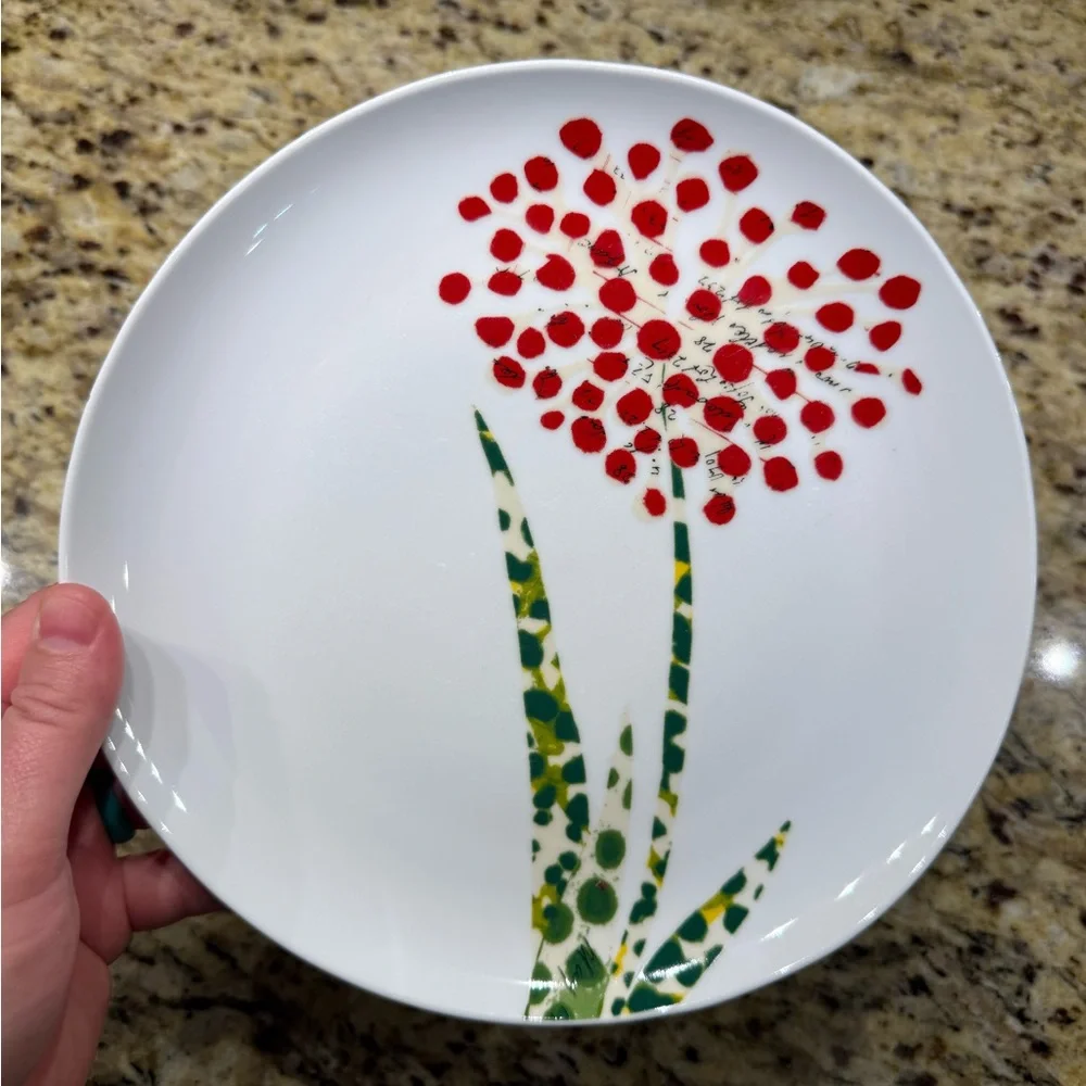 West Elm dinner plate spring time “mixed media” flower